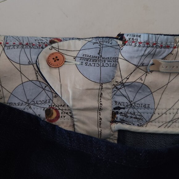 Leifsdottir Blue Denim Pencil Skirt Womens 10 Military Buttons Anthropologie - Picture 7 of 9